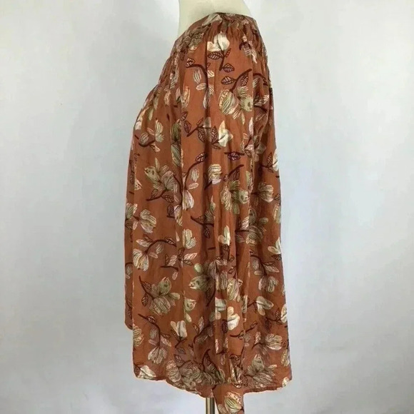 Women's Zanzea Top Blouse XL Brown Floral Hippie Boho Cottagecore Pullover - Picture 4 of 7